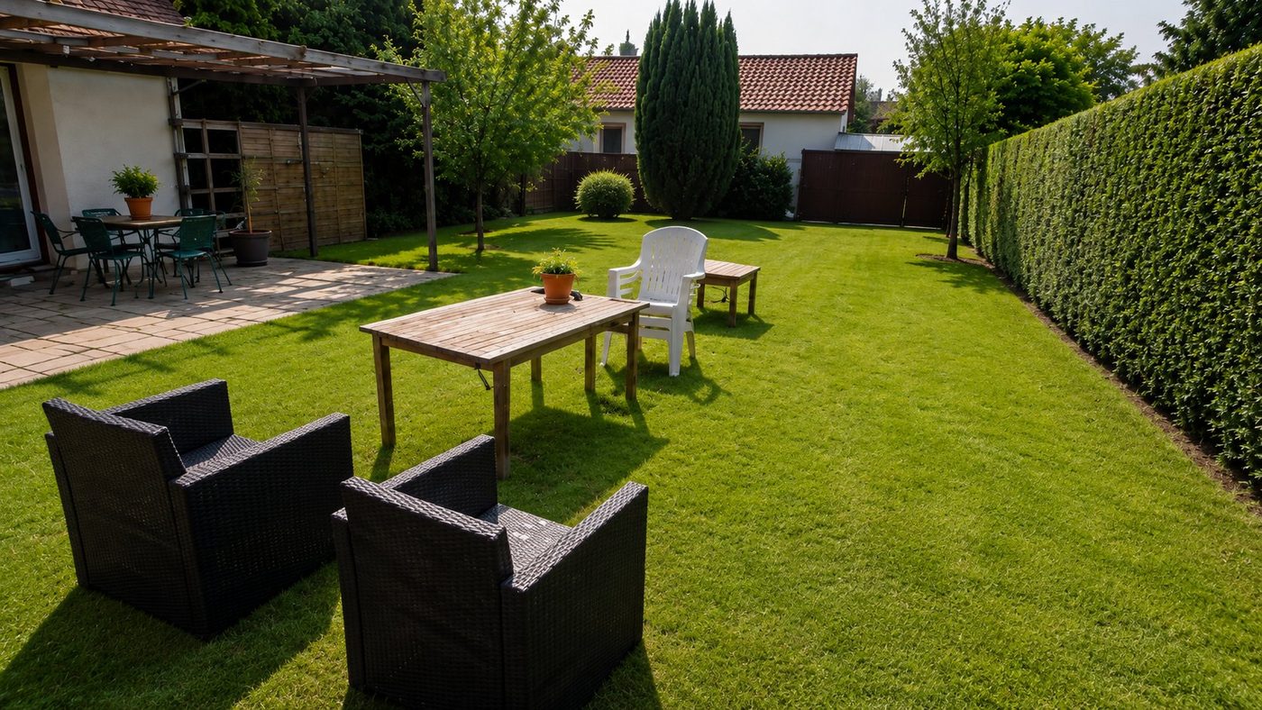 Aufgeräumter, gepflegter Garten nach der Räumung